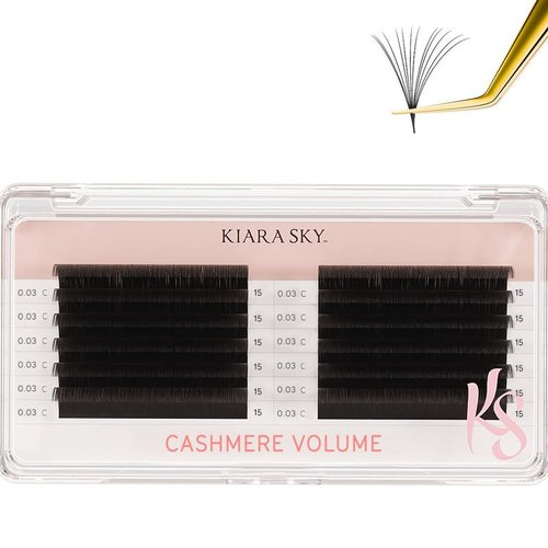 KIARA SKY LASH Cashmere Volume Lash Extensions | Premium Cashmere Lash Extensions | Soft Semi-matte natural finish | For Professional Eyelash Extensions Use Only | Black (C-0.03-15mm)
