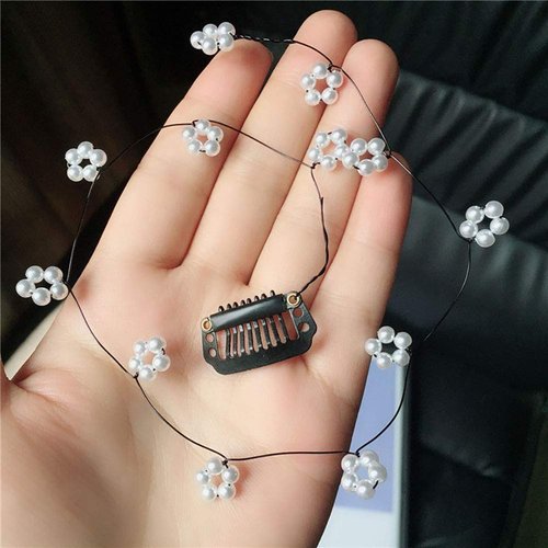 3 PCS Women Crystal Flower Long Hair Decorative Headdress Hair Extensions with Comb Invisible Streamline Hairpin Hair Accessories (White)