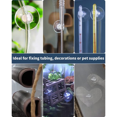Pawfly 20 Pack Aquarium Suction Cups with Clips and Adjustable Zip Ties Cables Fish Tank Tools for Binding Moss Holding Airline Tubing Decorations Shrimp Nests and Reptile Hammocks