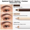 Apooliy 3Pcs Eyebrow Pencil Eyeliner Contour Set, Waterproof Long Lasting Brow Pen, Smooth White Eyeliner,Translucent Contour Pen,3 Colors Makeup Pencil