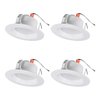 SYLVANIA 4” LED Recessed Lighting Downlight with Trim, Dimmable, 7.5W=65W, 600 Lumens, White 3000K, Wet Rated / UL / Energy Star - 4 Pack (62022)
