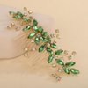 Rumtock Emerald Green Crystal Gold Hair Comb for Women Wedding Bridal Hair Piece Handmade Side Headpiece with Rhinestones (Emerald)