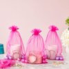Dealglad 100Pcs Hot Pink Organza Bags 5x7 Inch, Small Jewelry Drawstring Gift Bags, Sheer Wedding Favor Party Festival Candy Pouches