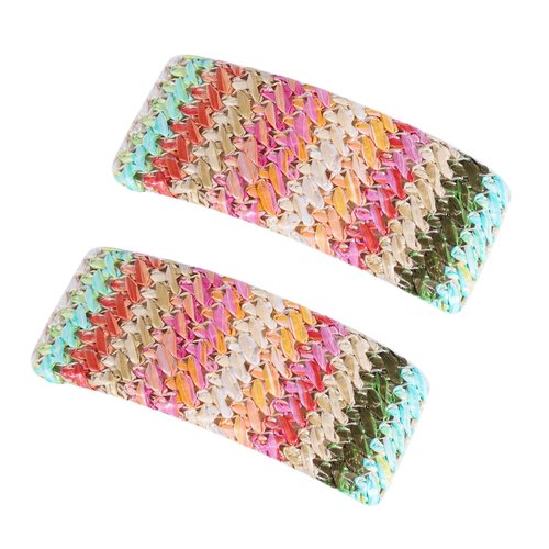 SUPCLIPS Rainbow Hair Clips Retro Raffia Hair Barrettes Boutique Handmade 3.93 Inch Hair Accessor...