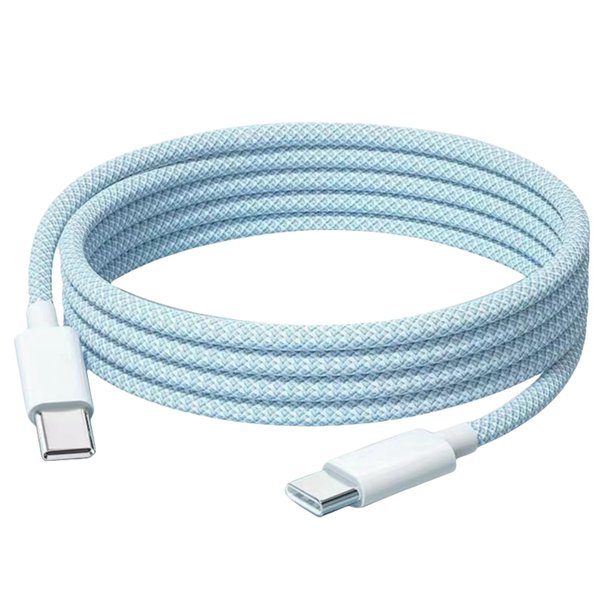 USB C To USB C Cable,60W Fast Charging Braided USB C Cable 3.3FT/1Pack 480Mbps Data Transfer Compatible for iPhone 15/15 Pro/15 Plus/15 Pro Max/iPad Mini 6/ Pro 2021/Galaxy S24/Pixel 8 Blue/White