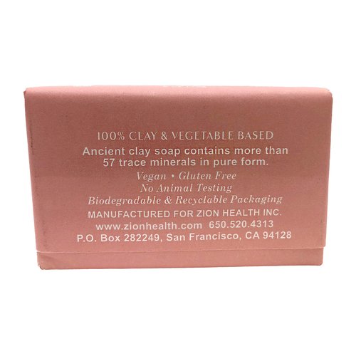 Zion Health Ancient Clay Bar Soap, Bergamot Rose, 6 oz (170 g)