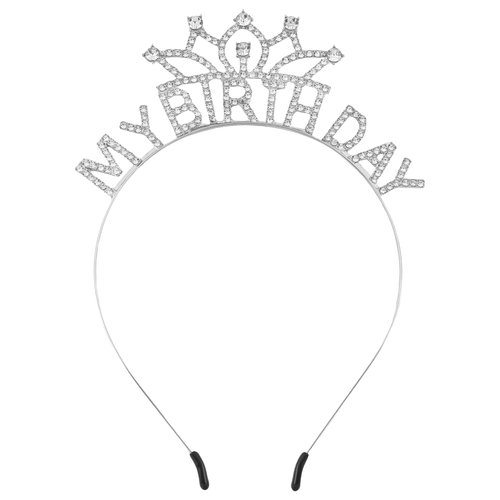 DOINIDAMI Silver Birthday Crown for Girls, Cute It's My Birthday Headband Birthday Tiara for Women, Princess Happy Birthday Decorations Gifts for Women