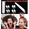 Go Ho Halloween Vampire Fangs Fake Teeth Makeup and Black Lipstick Kit,4 Sizes Halloween Decorations Party Cosplay Props 4 Pairs Vampire Fangs Teeth with Adhesive Glue,Vampire Accessories Gift