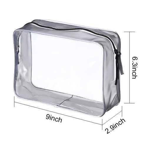 5 Pack Clear PVC Zippered Toiletry Carry Pouch Portable Cosmetic Makeup Bag for Vacation, Bathroom and Organizing, Transparent, L