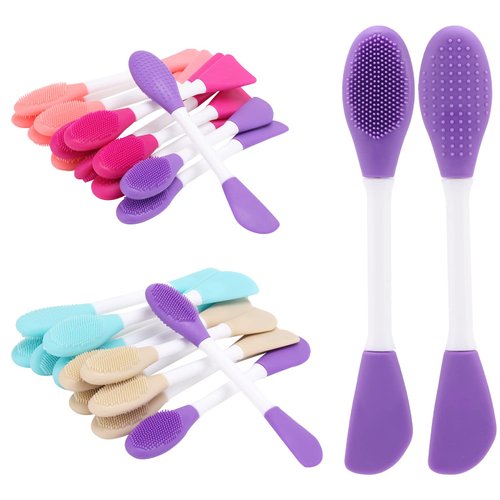 25 Pcs Silicone Face Mask Applicator, 2 in 1 Double-Sided Facial Scrubber Brush Tool, Double-Head Manual Cleansing Brush for Deep Gentle Exfoliating