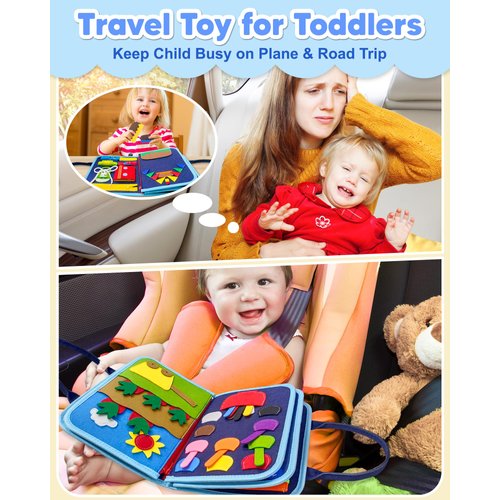 Exorany Busy Board Montessori Toys for 1 2 3 4 Year Old Boy Birthday Gifts, Toddler Boy Toys Age 1-2, 2-4, Busy Book Sensory Toys for Toddlers 1-3, Learning Educational Activities Travel Toy