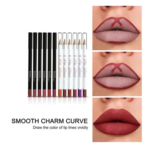 ZJchao Lip Liners Set, Matte Lipstick Set 12 Color Waterproof Lipstick Long-lasting Matte Lip Makeup Soft Pencils Lipstick Cosmetic Beauty Easy to Color Lips Liner Kit for Women