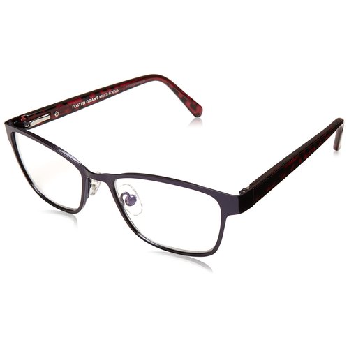 Foster Grant Women's Tierney Multifocus Cat-Eye Reading Glasses, Purple/Transparent, 53 mm + 2.75
