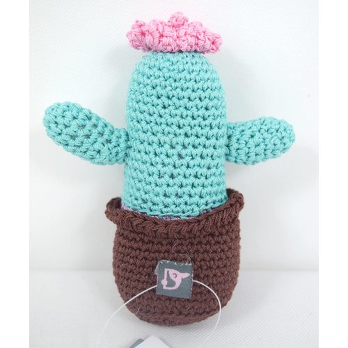 DOGO Pet Fashions Dog Teeth Cleaning Cotton Crochet Squeaky Dog Toy for Small Dog - Cactus