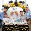 Trgowaul 80th Birthday Decorations Men Women - Black Gold Happy 80 Birthday Backdrop Banner, 2 Pcs Happy Birthday Tablecloth, 60 Pcs Latex Confetti Balloons, 80 Years Old Birthday Party Supplies Gifts