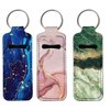 ENLACHIC 3 Pcs Cute Print Chapstick Holder Keychain Lip Balm Holder Sleeve Pouch Clip-on Lipstick Holder Keychains for Women Girls,Marble