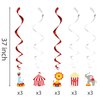 Kristin Paradise 30Ct Carnival Hanging Swirl Decorations, Circus Animals Party Supplies, Circo Birthday Favors for Kids, Baby Shower Ceiling Streamers, 1st, First Bday Theme Decor