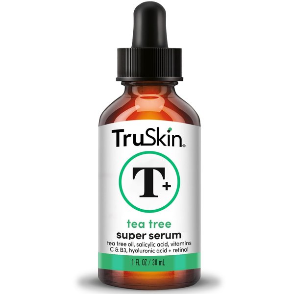TruSkin Tea Tree Oil for Face - Acne Serum - Unclog Pores, Soothe Breakouts - Blemish Spot Treatment for Smooth, Glowing Skin - Tea Tree Oil for Skin + Salicylic Acid, Niacinamide & Retinol - 1 fl oz