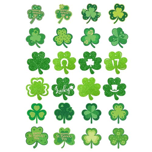 48 Pcs Glitter Shamrock Tattoos St. Patrick's Day Temporary Tattoo Stickers for Adult Kids Irish Party Favor Accessories, Saint Patricks Day Tattoo Lucky Green Four Leaf Clover Decals