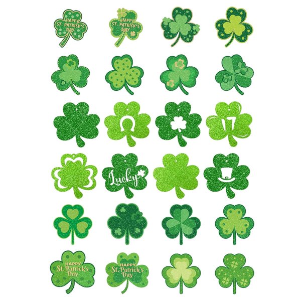 48 Pcs Glitter Shamrock Tattoos St. Patrick's Day Temporary Tattoo Stickers for Adult Kids Irish Party Favor Accessories, Saint Patricks Day Tattoo Lucky Green Four Leaf Clover Decals