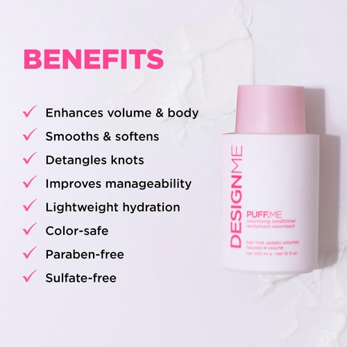 PUFF.ME Volumizing Conditioner by DESIGNME | Hydrating, Adds Volume, Body and Shine for Thicker & Bouncier Hair | For Fine & Medium Hair | Boosts Shine | Vegan, Color-Safe, Paraben & Sulfate Free