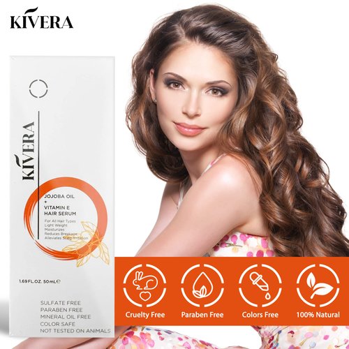 Jojoba Oil + Vitamin E Hair Serum - Hair Growth Serum for Thicker Hair - Hair Serum for Frizzy and Damaged Hair - Hair Smoothing Serum for Men & Women, 3 Pack