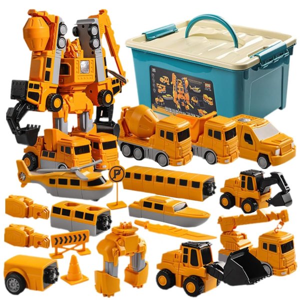 Magnetic Transform Engineering Car Assembled Toys, Construction Vehicles with Storage Box, Toys for Toddlers 3-4 Magnetic Blocks for Kids Age 3-5 4-8 Outdoor Toddler Activities Toys (35 Pieces)