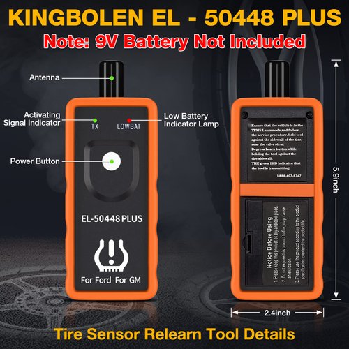 KINGBOLEN EL-50448 Plus TPMS Relearn Tool for Ford for GM Automotive Tire Pressure Monitor Sensor 315/433 MHz Reset Tool, 2 in 1 Relearn Tool for F150 for Lincoln for Buick for Cadillac Vehicle