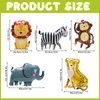 Whaline 10Pcs Jungle Animal Balloons Lion Monkey Elephant Safari Animal Balloons Wild Zebra Leopard Foil Balloons with Straw for Party Celebrations Decor Supplies