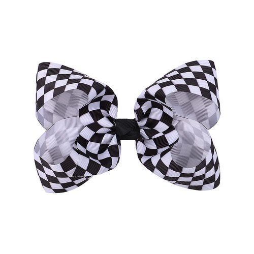 Checkered Plaid Hair Bow Clip Checkered Hair Barrettes Clips Buffalo Plaid Hair Bow Pin BBG71 (Black White Plaid)