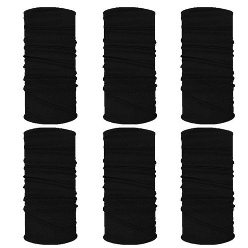 6pcs Magic Headband Face Mask Head Wrap Elastic Bandana Outdoor Headwear Sport Scarf Neck Gaiter UV Resistence for Workout (6pcs Black