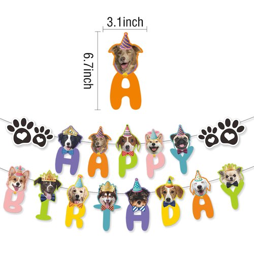 BIEUFBJI Dog Birthday Banner Dog Birthday Decoration Dog Themed Birthday Party Supplies Dog Theme Happy Birthday Party Bunting Decoration Baby Shower Party Supplies for Pet