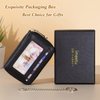imeetu RFID Credit Card Holder, Small Leather Zipper Card Case Wallet with Removable Keychain ID Window (Black)