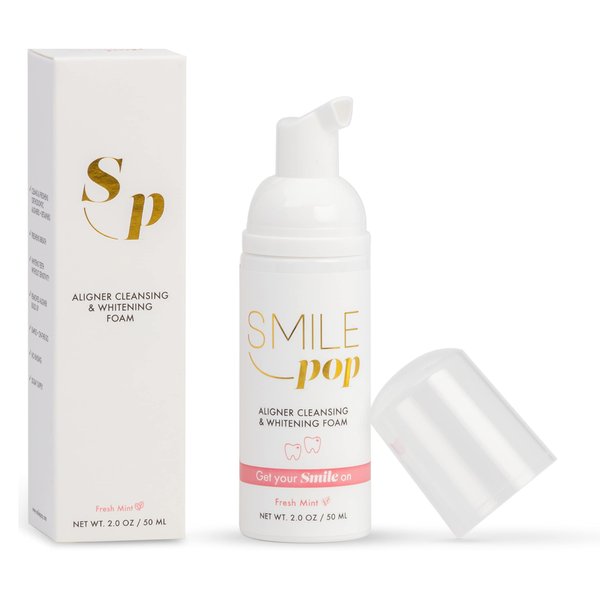 Smile Pop Mint Aligner Cleaner Teeth Whitening Foam Dental Aligner Care Products Dentures Retainers Hydrogen Peroxide Fights Against Bad Breath Whitens Teeth and Kills Germs Teeth Whitening Foam