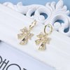 Allereyae Vintage Crystal Bow Dangle Earrings Rhinestone Bow Drop Earrings Gold Cz Bow Hoop Earrings Sparkly Bowknot Earrings Jewelry for Women