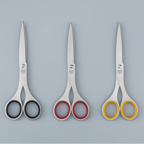 ALLEX Japanese Office Scissors for Desk, Medium 6.5" All Purpose Scissors, Made in JAPAN, All Metal Sharp Japanese Stainless Steel Blade with Non-Slip Soft Ring, Black