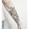Oottati 8 Sheets Arm Waterproof Temporary Tattoos Black Sword Thorns Flower Rose Cross