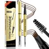 Microblading Eyebrow Pencil - 2-in-1 Dual-Ended Waterproof Eye Brow Pen with 4-Fork-Tip Brow Pen and Precise Brush Create Natural Looking Defined Eyebrows Last All Day