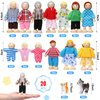 20 Pcs Wooden Dollhouse Family Set of 16 Mini People Figures and 4 Pets, Dollhouse Dolls Wooden Doll Family Cosplay Figures Accessories for Pretend Dollhouse Toy (Vivid Style)