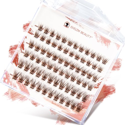 Ehszm Beauty Upgraded,Brown Lash Clusters Hybrid 10-14mm D Curl (10 12 14),Brown Eyelash Clusters Natural, Ultra-Soft Individual Lashes.No Plastic Feel,Thin Band,New Comfort - Sunrise Style