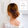 Yean Blue Crystal Wedding Hair Comb Silver Hair Piece Set Rhinestone Bridal Hair Accessories for Women and Girls(3 Pcs) (Silver)