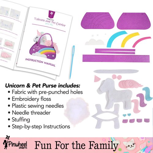 Sewing Kit for Kids Beginner – Portable Sewing Kit for Kids Ages 8-12 - Make Your Own Animal & Unicorn Purse, Educational DIY Arts & Crafts, Learn to Sew Kit Box, Birthday Gifts for Girls & Boys