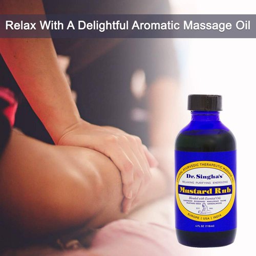 Dr. Singha's Mustard Rub, Therapeutic Body Massage Oil - with Best Essential Oils for Sore Muscles and Stiff Muscle Relief (4 Ounce)