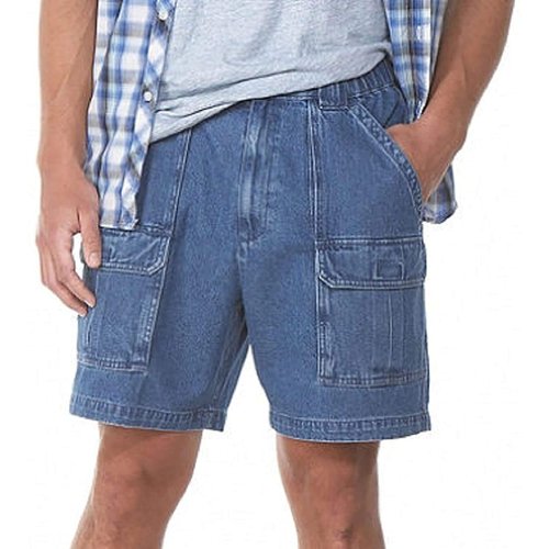 Savane Men's 8” Stretch Hiking Cargo Shorts With Comfort Waistband, Sun Protection, Lightweight (Waist Size 32 - 60 Big & Tall) , Denim, 36