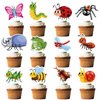 24Pcs Summer Spring Insects Cupcake Toppers Bee Bugs Snails Ladybug Cupcake Bug Party Favors For Girls,Boys, Baby Shower Birthday Party Decorations