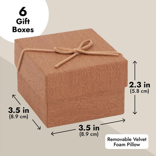 Juvale 6 Pack Small Gift Boxes with Lids and Velvet Pillow for Jewelry, Presents, Bracelets, Necklaces (3.5 x 3.5 in)