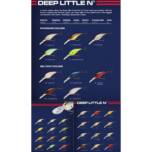 Norman Lures Deep Little N Crankbait Bass Fishing Lure, 9-12 Foot Depth, Chartreuse/Blue, 3/8 oz
