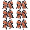 Cheerleader Bows 8 Inch 3 Layers 6 Pcs Ponytail Holder Jumbo Cheerleading Bows Hair Elastic Hair Tie for High School College (Black/White/Orange)
