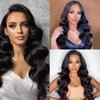 Yacurcur Body Wave Clip Ins Human Hair 8Pcs/Set 120 Gram Body Wave Clip in Hair Extensions 10A Brazilian Virgin Human Hair for Black Women Natural Black Color 12 Inch