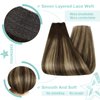YoungSee Wire Hair Extensions Brown Balayage Wire Human Hair Extensions Adjustable Fish Line Real Human Hair Extensions Balayage Chocolate Brown Mix Caramel Blonde Balayage Hair Piece 18Inch 80G